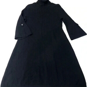 Prive 100% cashmere black dress above knee sweater A-line 1/4‎ sleeve medium